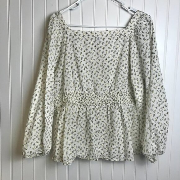 Old Navy Ivory Gold Square Neck Button Down Balloon Sleeve G17 - Picture 6 of 6